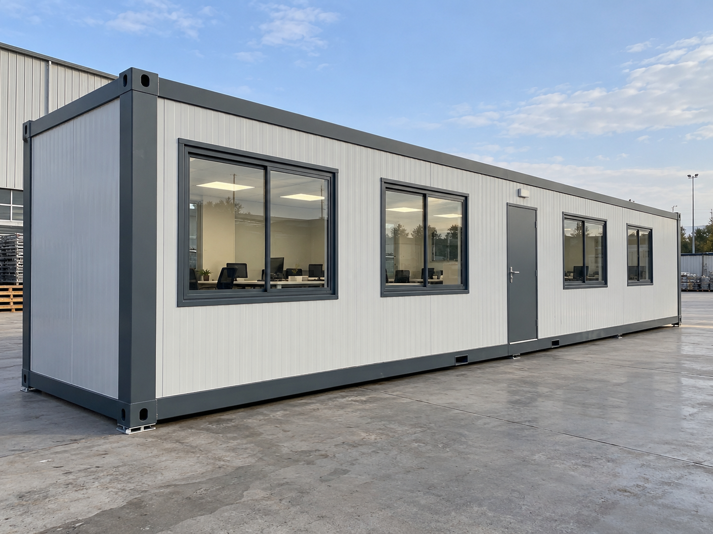 Módulo oficina diáfana 12x2,4 m (40 pies) con 4 ventanas - miniatura 4