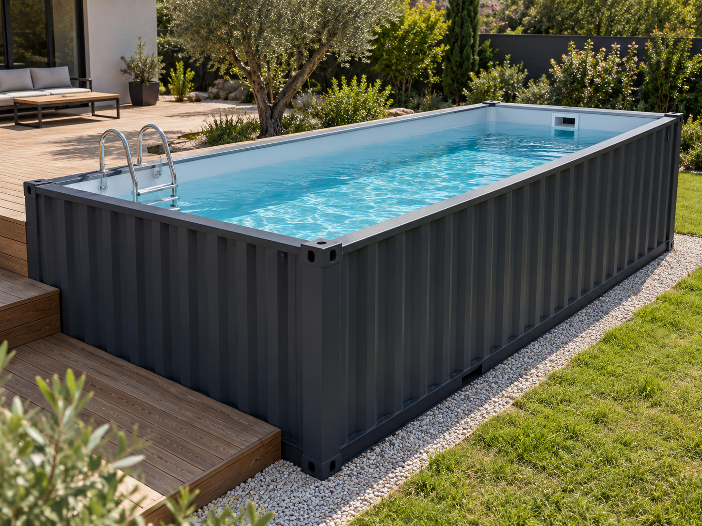 Piscina contenedor de 6 metros (20 pies) lista para nadar Plug & Play