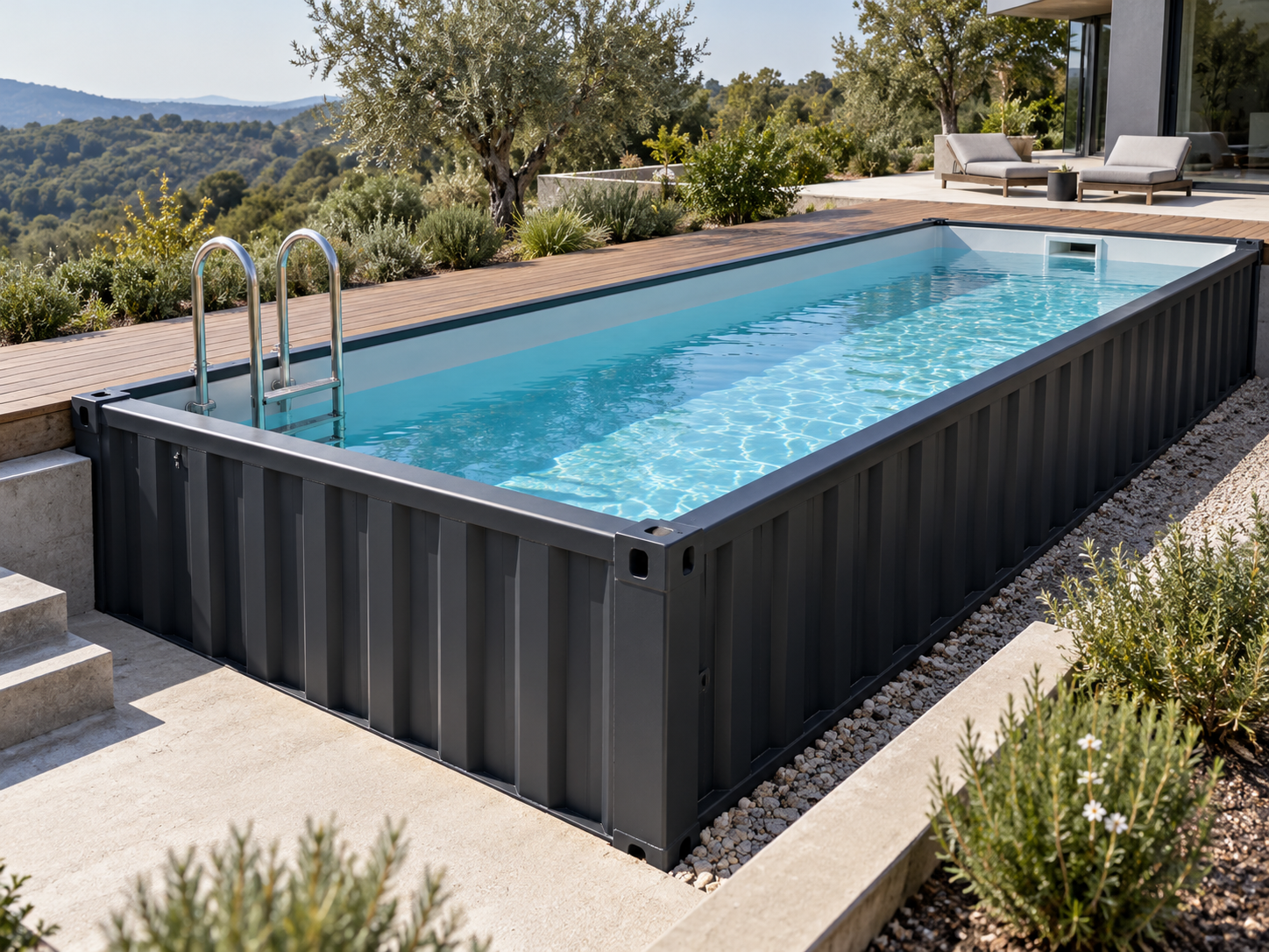 Piscina contenedor de 6 metros (20 pies) lista para nadar Plug & Play - miniatura 3